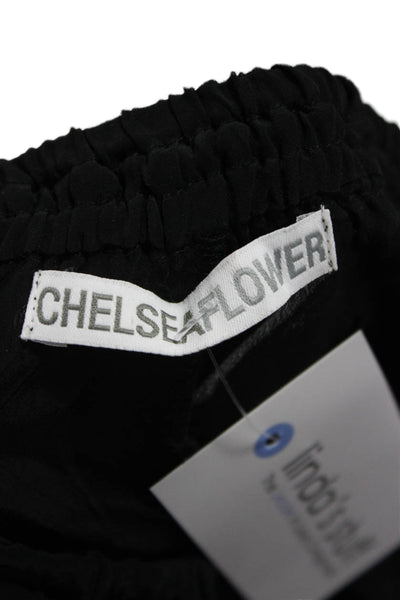 Chelsea Flower Women Jogger Pants Black Geometric Viscose Drawstring Size XS