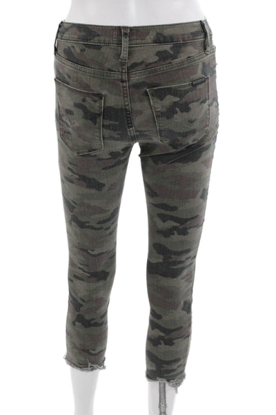 Hudson Women Cropped Skinny Jeans Green Camouflage Petite Size 24