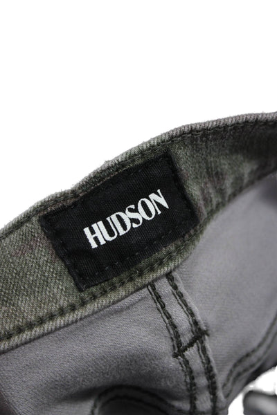Hudson Women Cropped Skinny Jeans Green Camouflage Petite Size 24