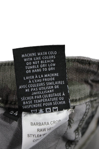 Hudson Women Cropped Skinny Jeans Green Camouflage Petite Size 24