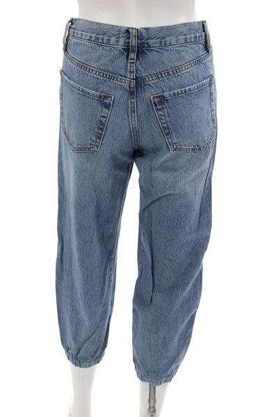 Frame Womens Cropped Tapered Jeans Blue Button Cotton Size 24