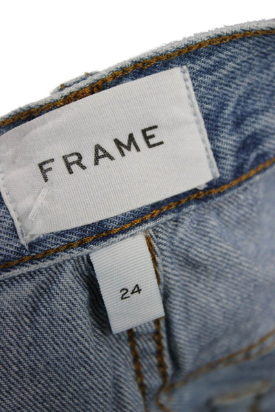 Frame Womens Cropped Tapered Jeans Blue Button Cotton Size 24