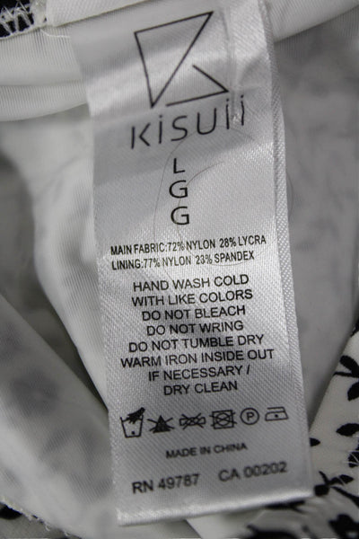 Kisuii Women Floral Black Swim Bottoms 72% Nylon 28% Lycra Size L