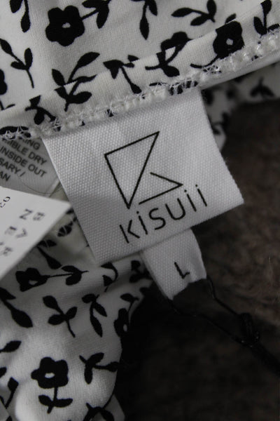 Kisuii Women Floral Black Swim Bottoms 72% Nylon 28% Lycra Size L
