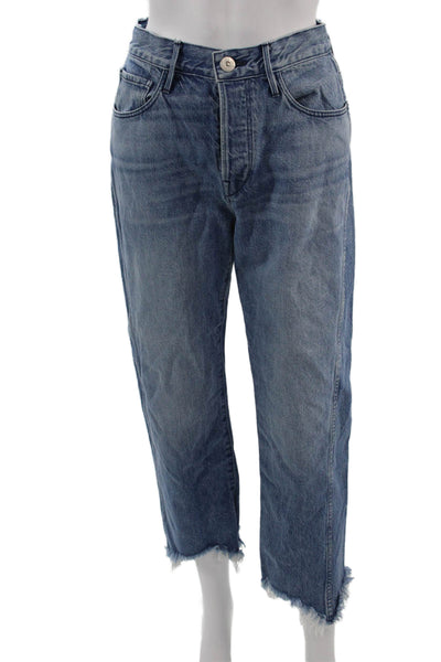 3x1 NYC Womens Cropped Straight Blue Cotton Jeans Size 28