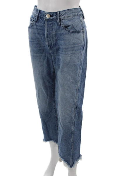 3x1 NYC Womens Cropped Straight Blue Cotton Jeans Size 28