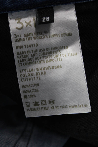 3x1 NYC Womens Cropped Straight Blue Cotton Jeans Size 28