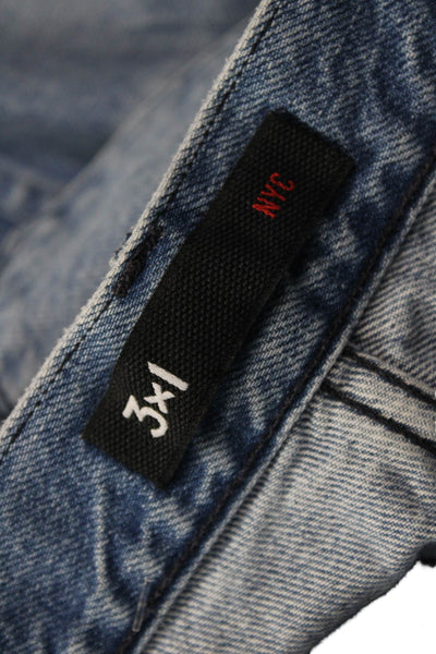 3x1 NYC Womens Cropped Straight Blue Cotton Jeans Size 28