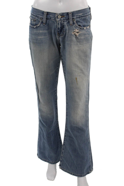 Abercrombie & Fitch Womens Bootcut Flared Blue Jeans Low Rise Button Size 4