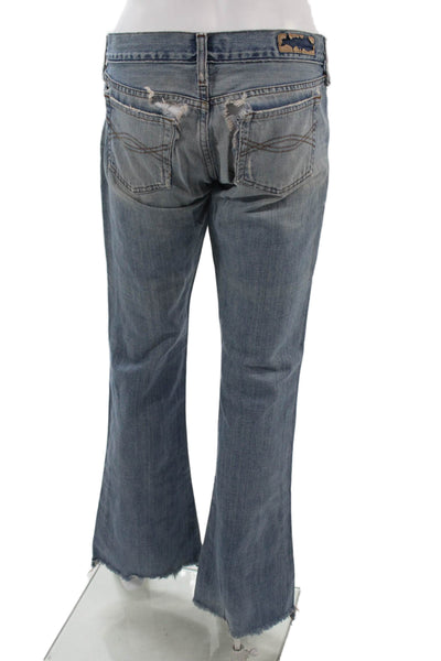Abercrombie & Fitch Womens Bootcut Flared Blue Jeans Low Rise Button Size 4