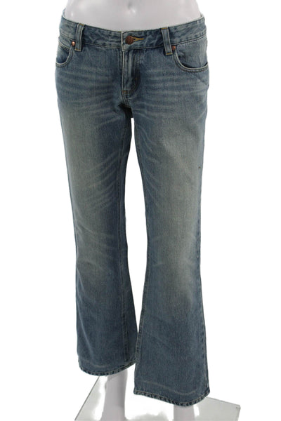 Wrangler Women Bootcut Flared Blue Low Rise 100% Cotton Jeans 31 Inseam Size 28