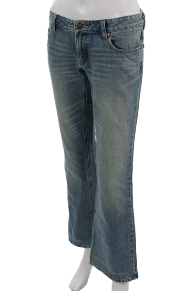 Wrangler Women Bootcut Flared Blue Low Rise 100% Cotton Jeans 31 Inseam Size 28