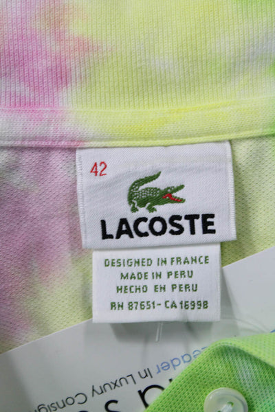 Lacoste Women Green Linen Polo Collared Short Sleeve Basic Size 42
