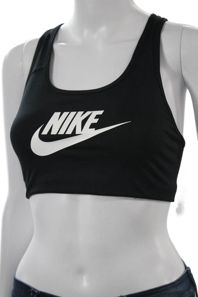 Nike Women Sports Bra Black Scoop Neck Polyester Solid Size M
