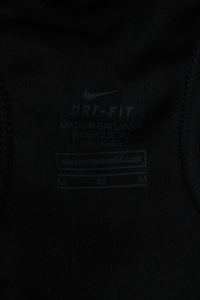Nike Women Sports Bra Black Scoop Neck Polyester Solid Size M