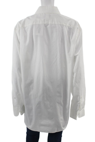 J Crew Men Point Collar Cotton Dress Shirt White Long Sleeve Size L