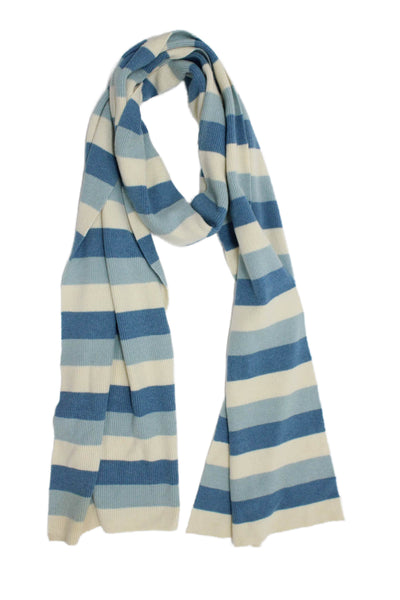 KORS Michael Kors Womens Wool Blend Striped Scarf Blue Size 92X15"