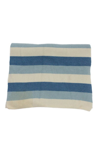 KORS Michael Kors Womens Wool Blend Striped Scarf Blue Size 92X15"