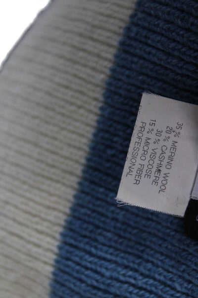 KORS Michael Kors Womens Wool Blend Striped Scarf Blue Size 92X15"