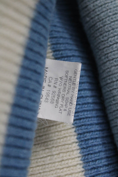 KORS Michael Kors Womens Wool Blend Striped Scarf Blue Size 92X15"