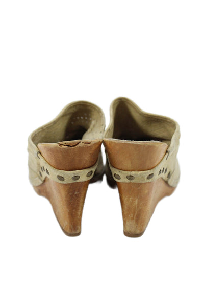 KORS Michael Kors Womens Suede Slip On Clogs Heels Beige Size 7.5