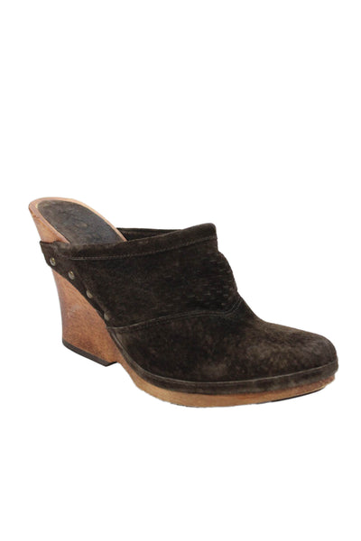 KORS Michael Kors Michael Kors Womens Suede Slip On Clogs Heels Brown Size 7.5