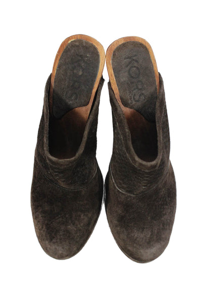 KORS Michael Kors Michael Kors Womens Suede Slip On Clogs Heels Brown Size 7.5