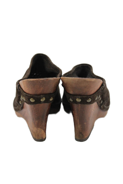 KORS Michael Kors Michael Kors Womens Suede Slip On Clogs Heels Brown Size 7.5