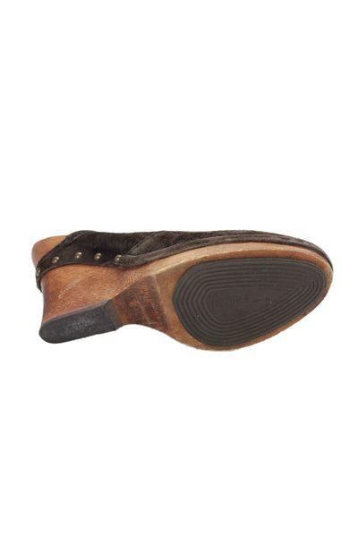 KORS Michael Kors Michael Kors Womens Suede Slip On Clogs Heels Brown Size 7.5