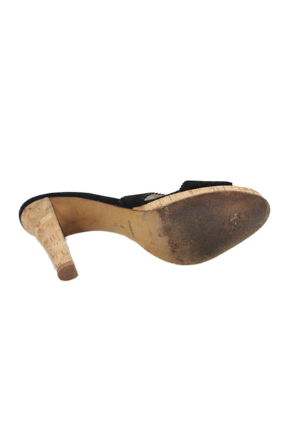 KORS Michael Kors Womens Suede Slide On Sandals Heels Black Size 8M