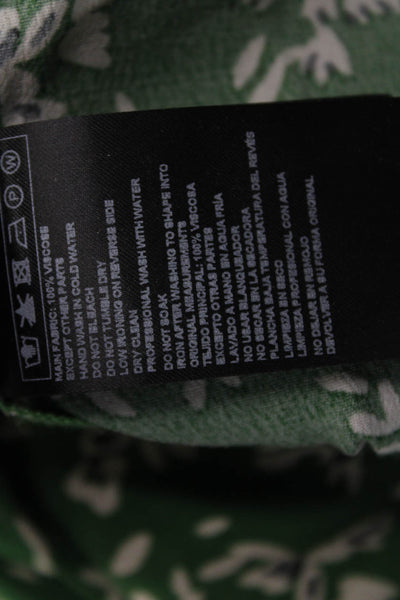 Ba&Sh Women Tunic Green Floral Collared Long Sleeve Viscose Button Size L