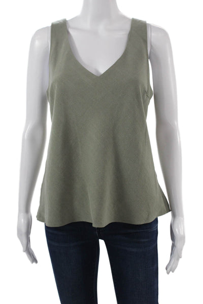 Drew Womens Basic Sleeveless V-Neck Tank Green Army Solid Size M