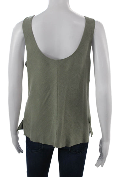 Drew Womens Basic Sleeveless V-Neck Tank Green Army Solid Size M