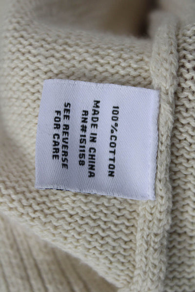 525 Unisex Cardigan V-Neck Button 100% Cotton Beige Long Sleeve Size M