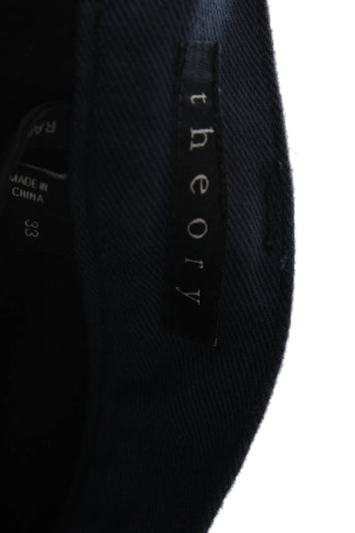 Theory Mens Chino Dark Blue Cotton Button Inseam 32 Size 34