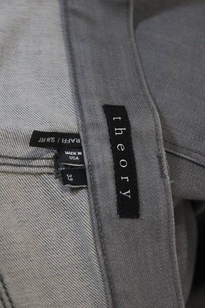 Theory Mens Gray Straight Jeans Button Fly Designer Size 33