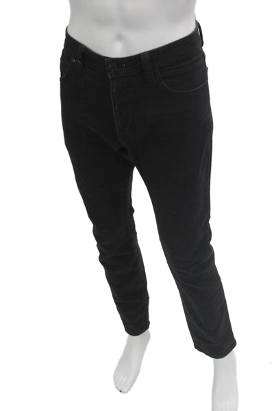 Neuw Mens Black Button Fly Cotton Stretch Jeans Size 34
