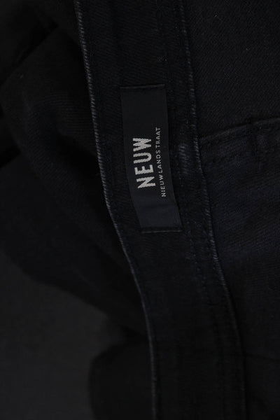 Neuw Mens Black Button Fly Cotton Stretch Jeans Size 34