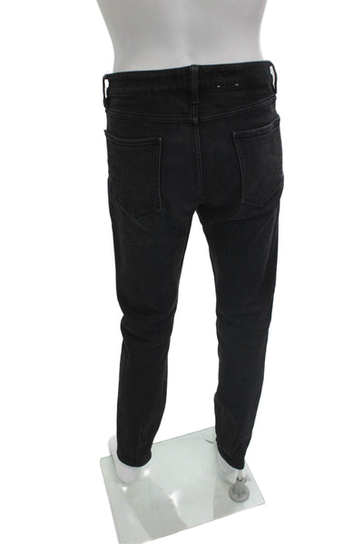 Neuw Mens Skinny Tapered Jeans Black Button Inseam 32 Size 34