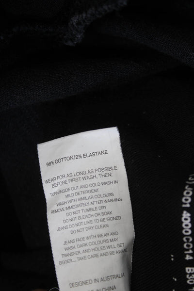Neuw Mens Skinny Tapered Jeans Black Button Inseam 32 Size 34