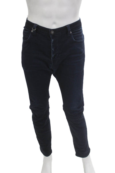 Neuw Mens Skinny Tapered Jeans Dark Blue Designer Size 34