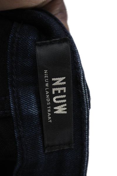 Neuw Mens Skinny Tapered Jeans Dark Blue Button Fly Size 34