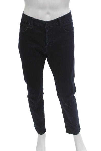 Neuw Mens Skinny Tapered Dark Blue Mid Rise Button Fly Jeans Size 34