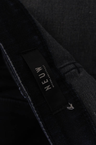 Neuw Mens Skinny Tapered Dark Blue Mid Rise Button Fly Jeans Size 34