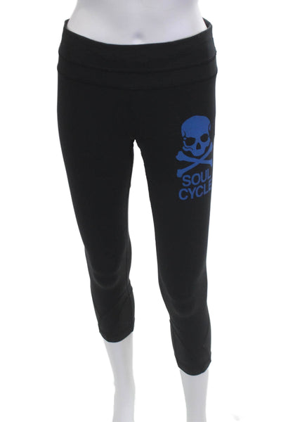 Lululemon Womens Black Capri Cropped Skull Graphic Leggings Size 6