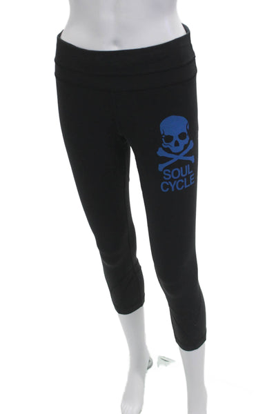 Lululemon Womens Black Capri Cropped Skull Graphic Leggings Size 6