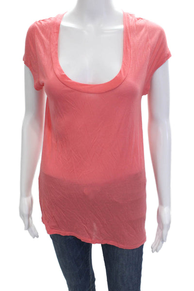 Calypso Saint Barth Women Basic Pink Cashmere Silk T-Shirt Short Sleeve Size M