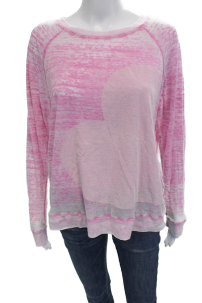 Allen Allen Womens Pullover Sweatshirt Pink Cotton Crew Neck Long Sleeve Size M