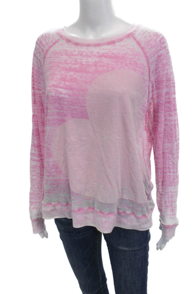Allen Allen Womens Pullover Sweatshirt Pink Cotton Crew Neck Long Sleeve Size M
