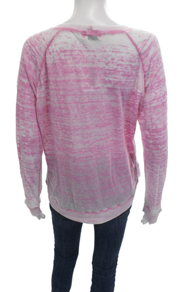 Allen Allen Womens Pullover Sweatshirt Pink Cotton Crew Neck Long Sleeve Size M